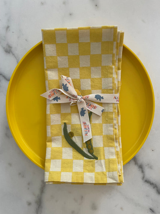 Embroidered Sugar Snap Pea Dinner Napkins